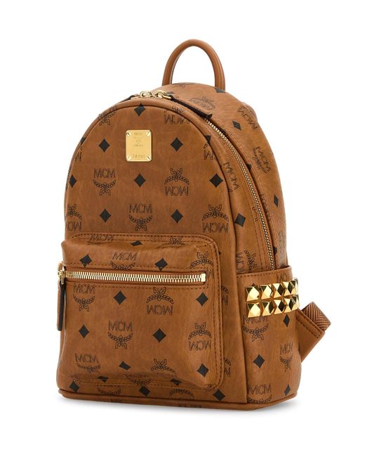 MCM Brown Printed Canvas Mini Stark Backpack