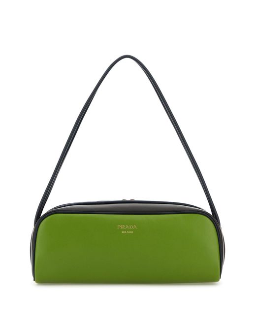 Borsa a spalla in pelle verde di Prada in Green