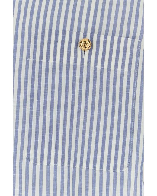 Valentino Garavani Blue Embroidered Cotton Blend Shirt for men