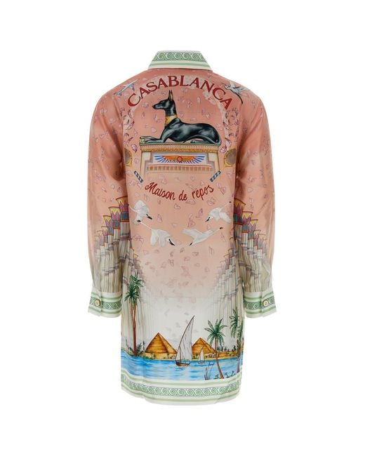 Casablanca Multicolor Printed Twill Shirt Dress