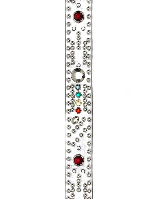 HTC White Silver Leather Belt for men