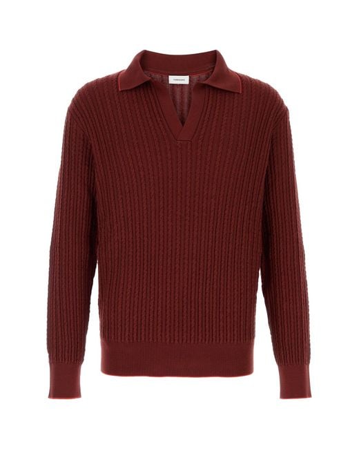Ferragamo Red Salvatore Cotton Blend Sweater for men