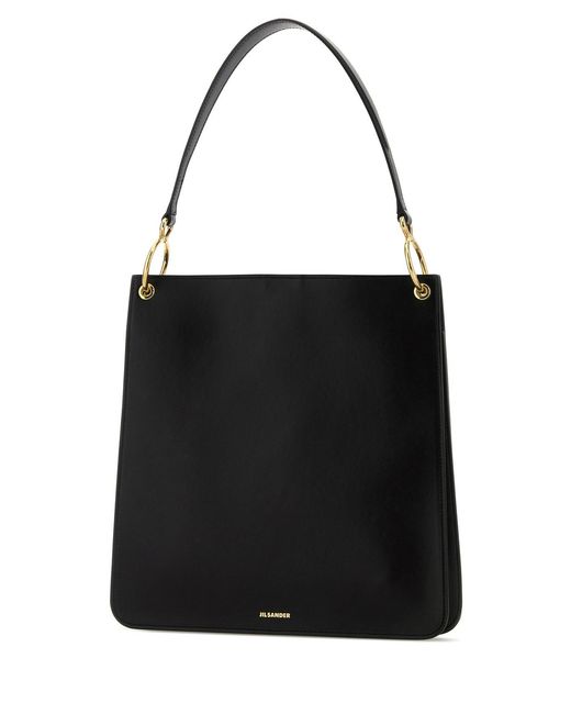 Jil Sander Black Leather Otto Shoulder Bag