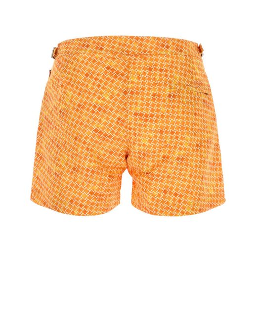 Orlebar Brown Orange Printed Polyester Swimming Shorts for men