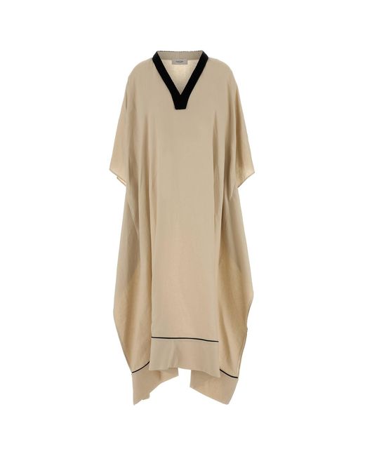 Agnona Natural Beige Linen Kaftan