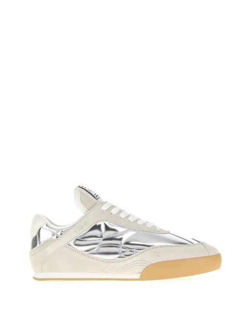 Chloé White Two-tone Leather And Suede Chloé Kick Sneakers