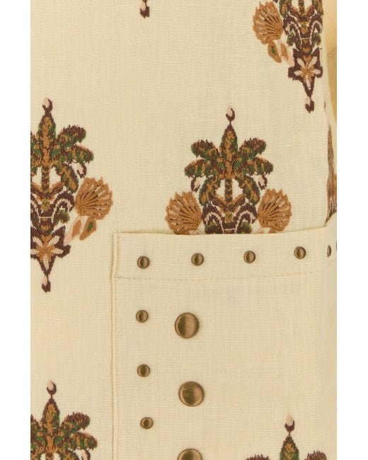Farm Rio Natural Embroidered Linen Tunic Dress
