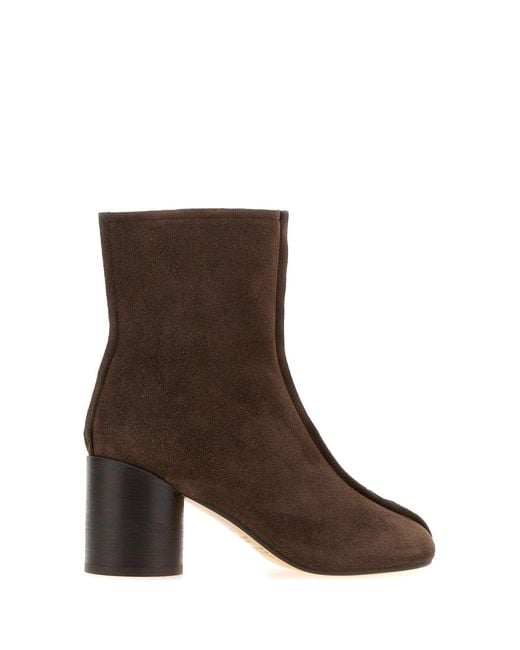 MM6 by Maison Margiela Brown Suede Anatomic Ankle Boots