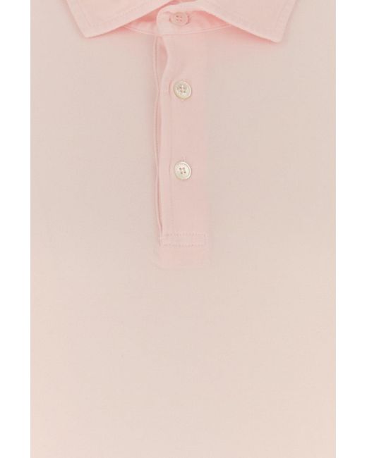 Fedeli Light Pink Stretch Cotton Polo Shirt for men