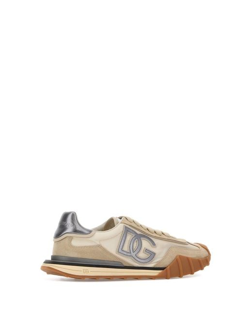 Dolce & Gabbana White Fabric And Suede Athletic Sneakers for men