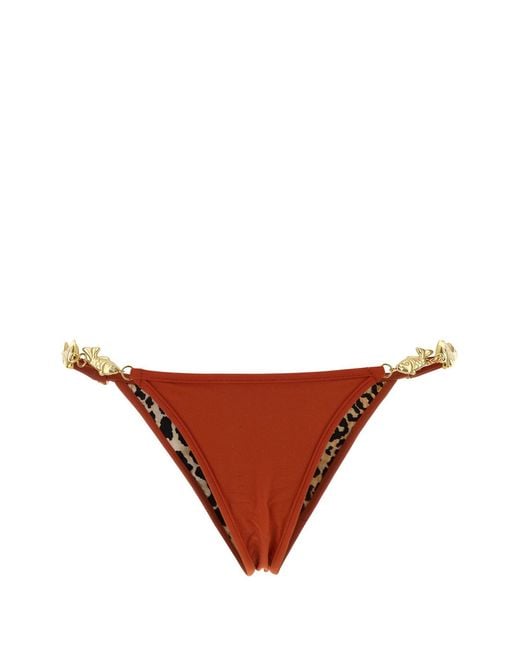 Reina Olga Brown Coral Stretch Nylon Splash Bikini Bottom