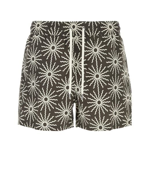 Frescobol Carioca Black Printed Polyester Rio Swimming Shorts for men
