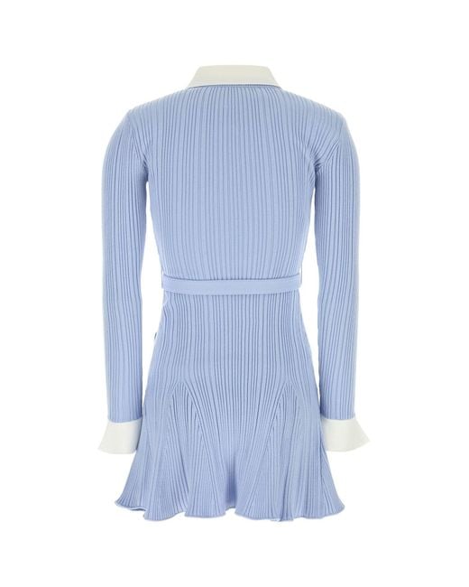 Self-Portrait Powder Blue Knit Mini Dress
