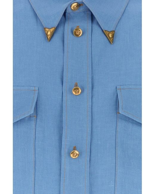Versace Light-blue Linen Shirt for men