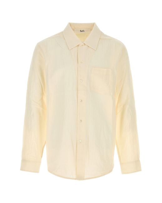 Séfr White Ivory Voile Leo Shirt for men