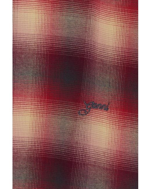 Ganni Embroidered Flannel Oversize Shirt