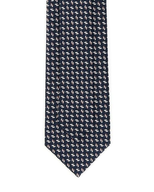 Brioni Black Embroidered Silk Tie for men