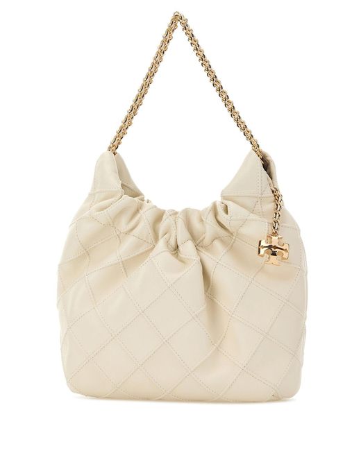 Tory Burch Natural Ivory Leather Mini Fleming Handbag