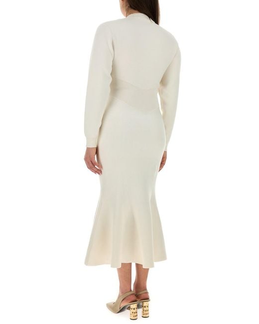 Givenchy White Ivory Stretch Wool Blend Dress