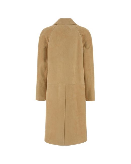 Ferragamo Natural Beige Suede Coat