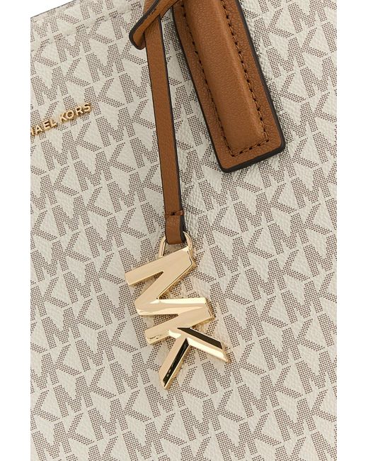 Borsa shopping Laila media in tela stampata di MICHAEL Michael Kors in Natural