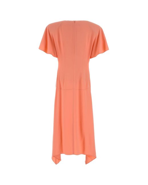 Stella McCartney Pink Envers Satin Matt Side V Neck Dress