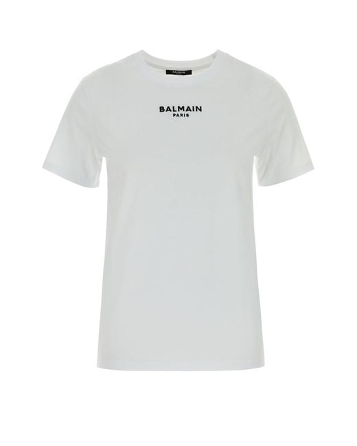 Balmain White Logo Crew Neck T-Shirt