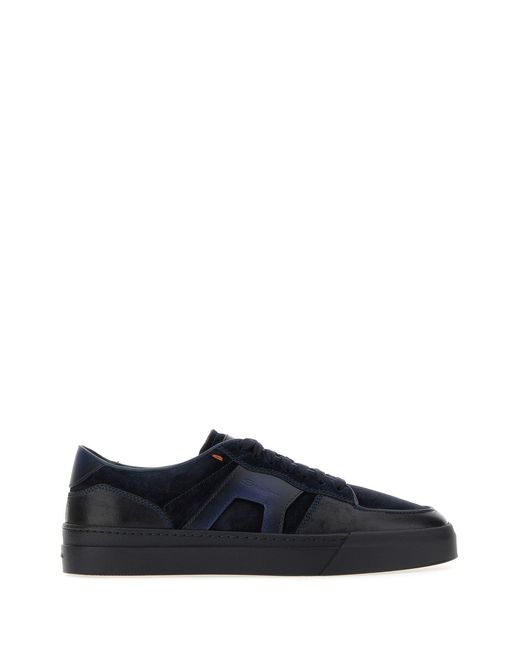 Santoni Black Lace Up Sneakers for men