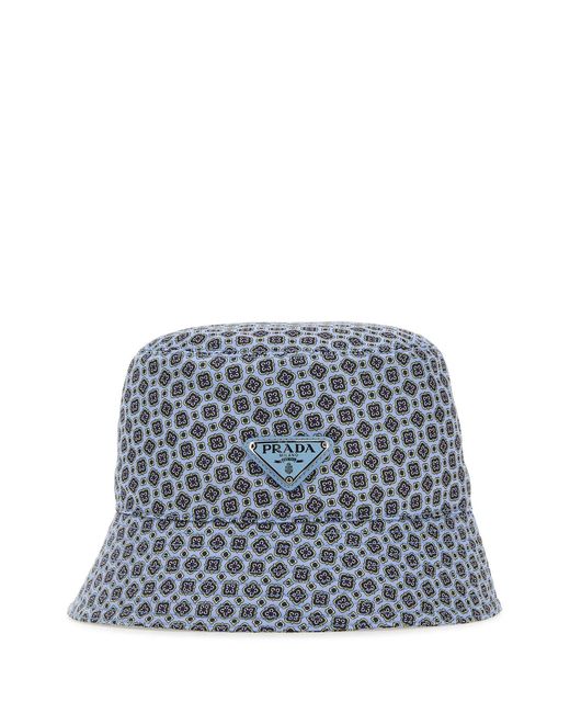Cappello da pescatore in Re-Nylon stampato di Prada in Blue da Uomo