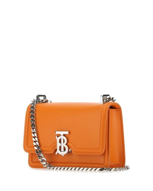 Burberry Mini Chain Tb Crossbody Bag in Orange | Lyst