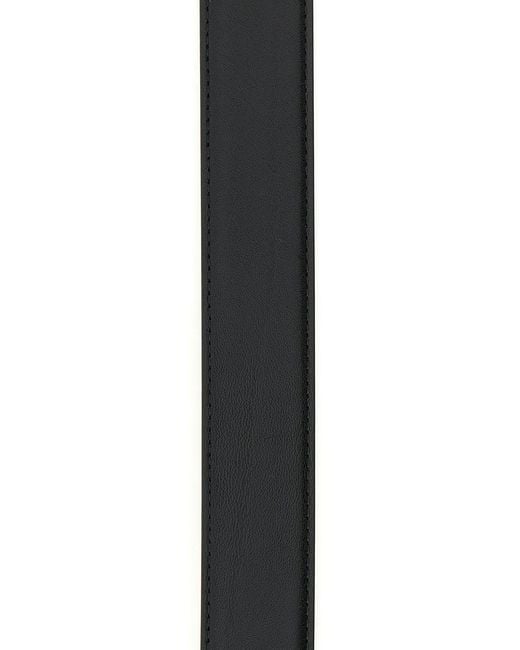 McQueen Black Calf Leather Belt With Logo