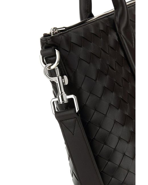 Borsa shopping North-South in pelle testa di moro di Bottega Veneta in Black da Uomo