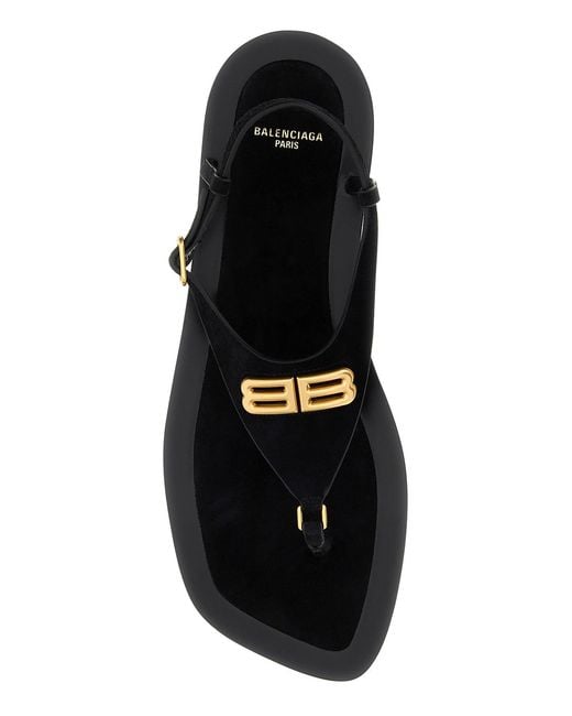 Balenciaga Multicolor Black Suede Riva Thong Sandals