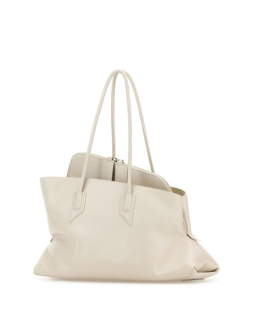 The Attico Natural Ivory Leather Medium La Passeggiata Shoulder Bag