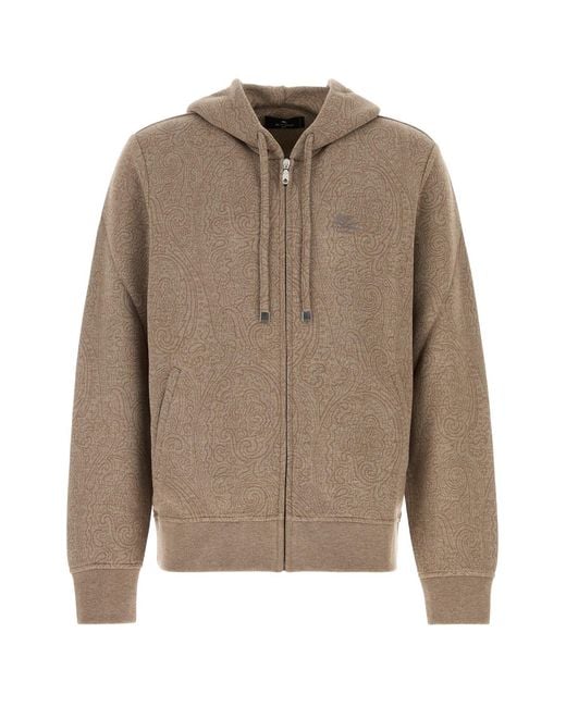 Etro Brown Printed Jersey Sweatshirt for men