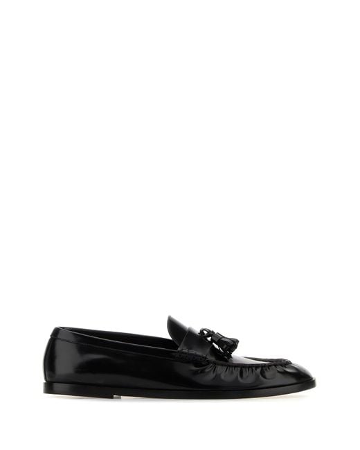 The Row Black Leather Loafers