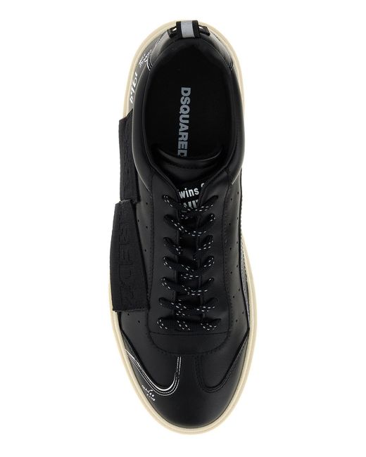 DSquared² Black Leather Rider Sneakers for men