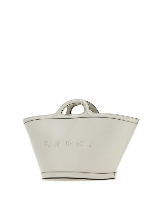 Borsa a mano Tropicalia piccola in pelle bianca di Marni in White