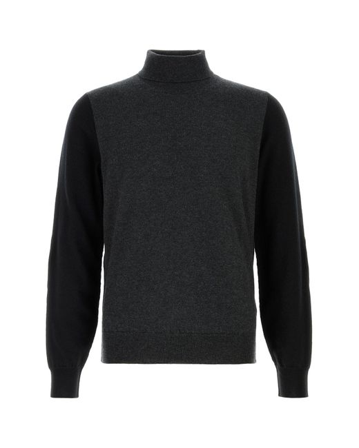 Maison Margiela Black Two-Tone Wool Sweater for men