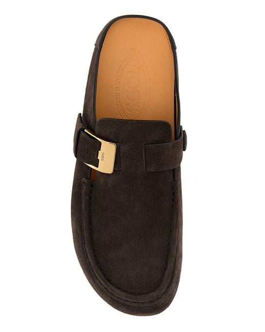 Tod's Black Dark Suede Slippers