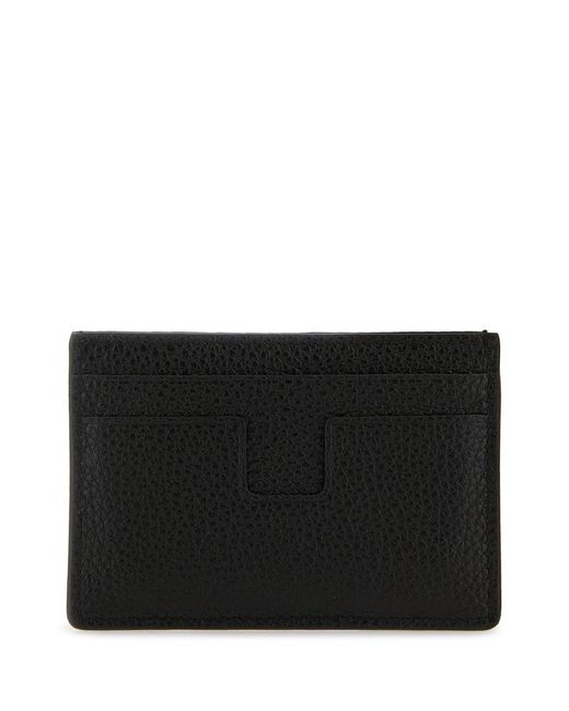 Tom Ford Black Leather Card Holder for men