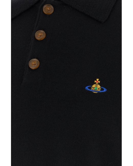 Vivienne Westwood Black Wool Mark Polo Shirt for men