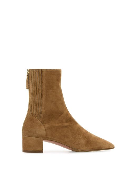 Stivali Saint Honorè in pelle scamosciata cammello di Aquazzura in Brown
