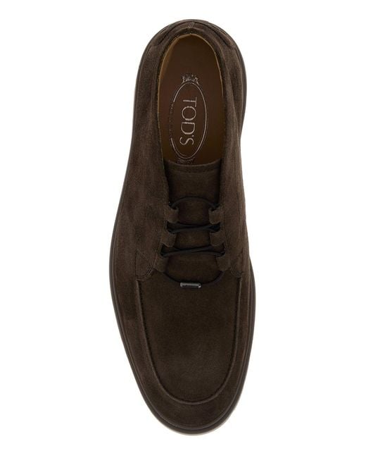 Tod's Brown Suede Lace-Up Shoes for men