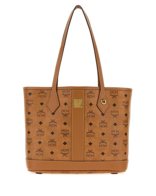 MCM Brown Printed Canvas Liz Vi Shopping Bag