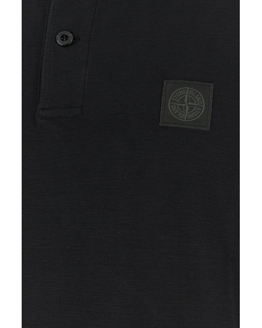 Stone Island Black Cotton Polo Shirt for men