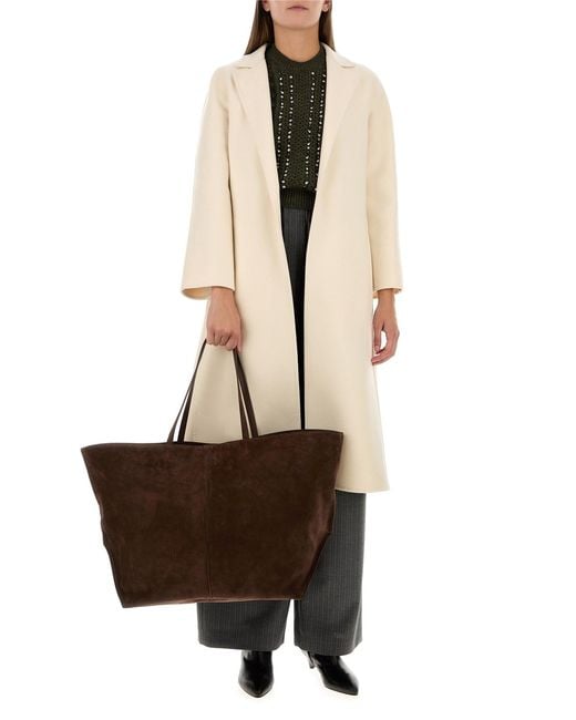 Jil Sander Brown Suede Linea Xl Shopping Bag