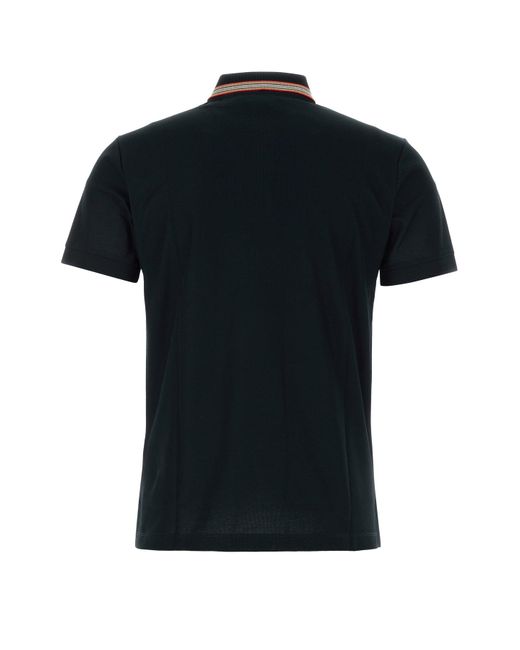 Polo in piquet nera di Burberry in Black da Uomo