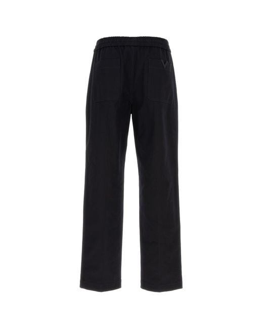 Pantalone in cotone stretch blu notte di Valentino Garavani in Black da Uomo