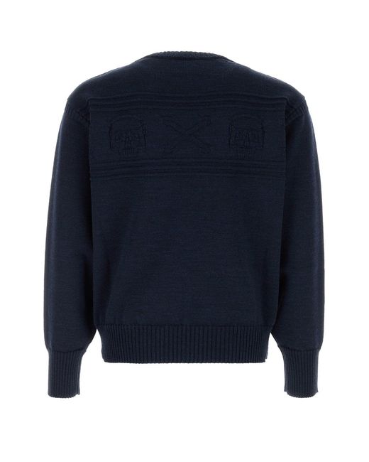 McQueen Navy Blue Wool Sweater for men
